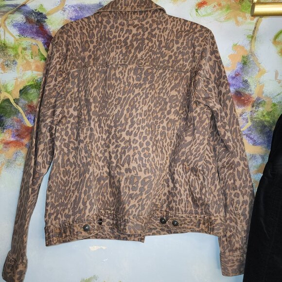 Style & Co Brown/Black Leopard Print Denim Jacket - Picture 5 of 10
